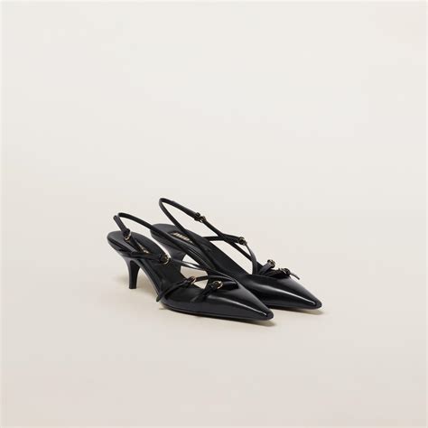 miu miu buckle|Black Brushed Leather Slingbacks With Buckles .